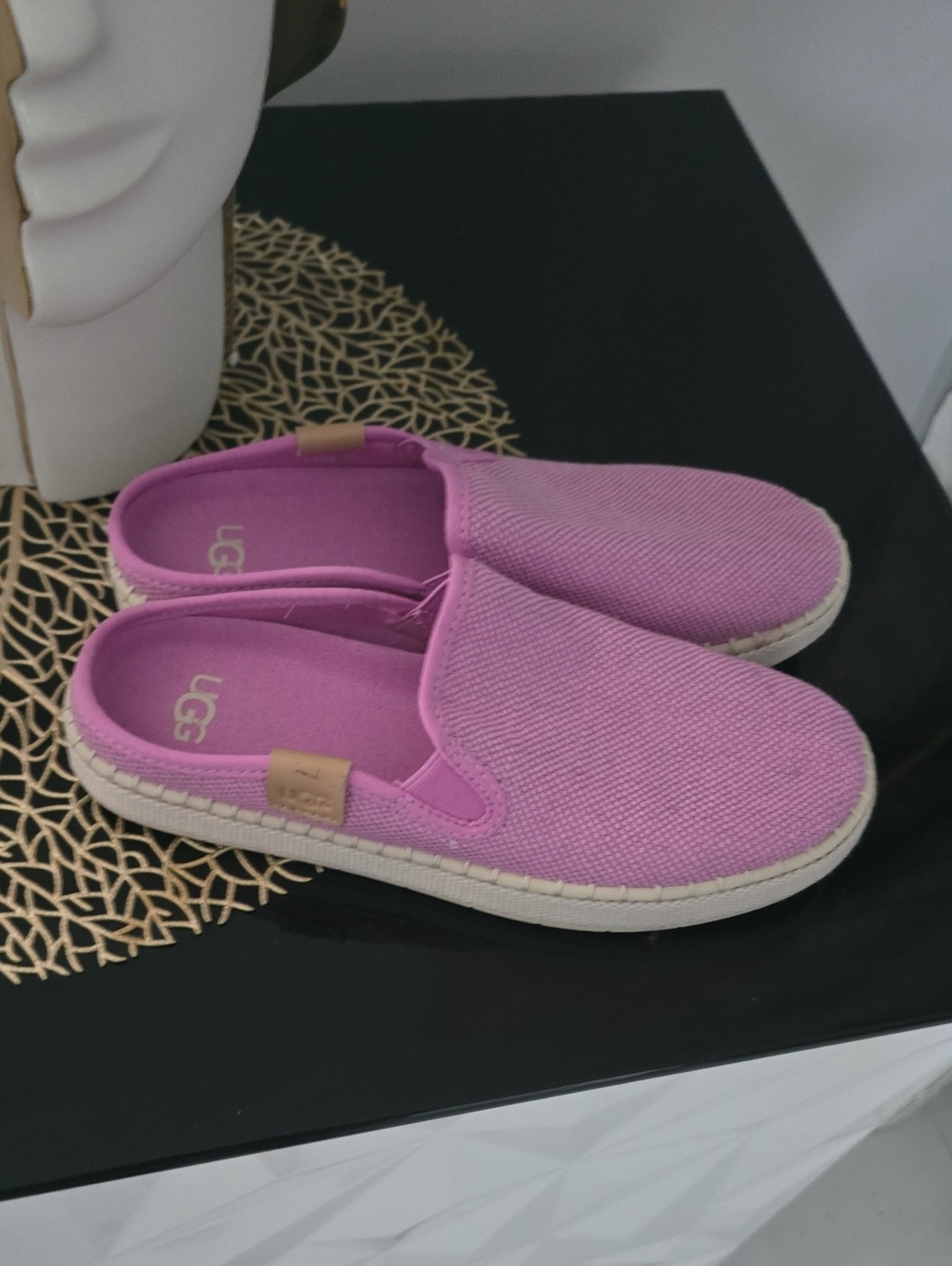 UGG Kids Pink Slip-On Canvas Sneakers